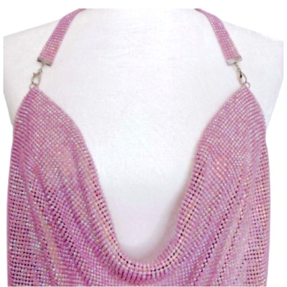 Custom Made Halter Dress With Pink Shimmering Rhinestones - Size 2 - Picture 3 of 12